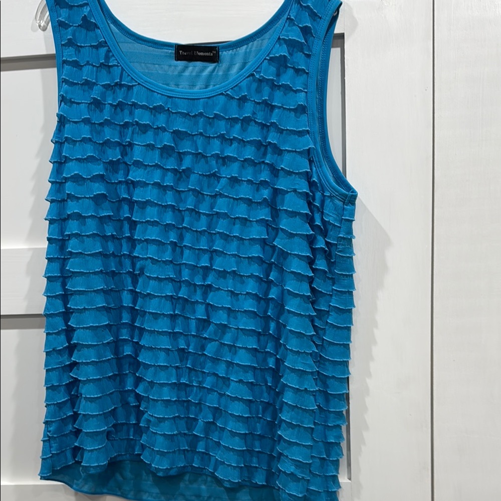 Teal Sleeveless Ruffle Top